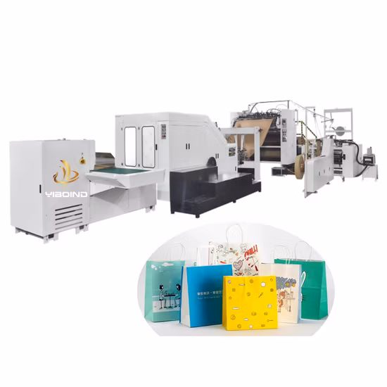 Fully Automatic Roll-Fed Popcorn Bread Flour Food Drink Square Bottom Paper Bag Machine with Flat Handle Maker